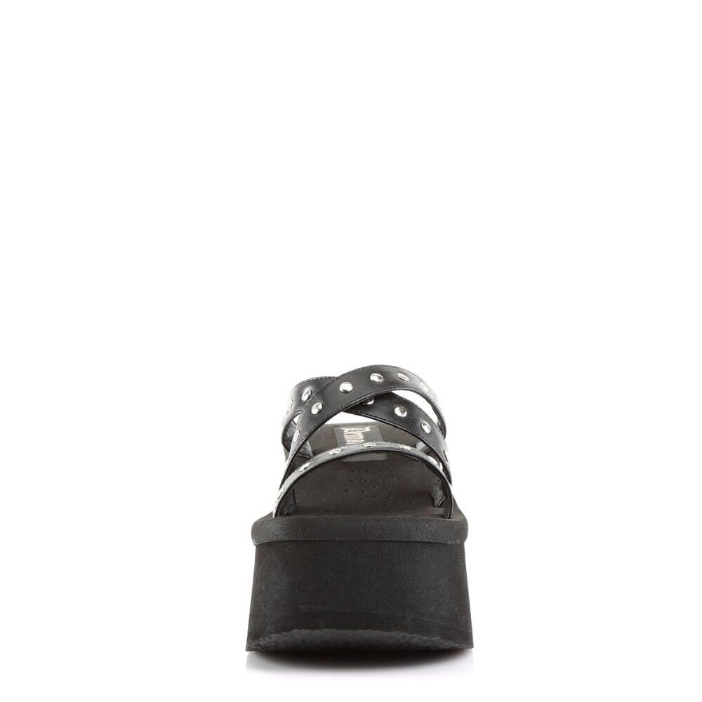 Demonia Funn-19 Black Platform Sandals with Studded Straps - Picture 4 of 4